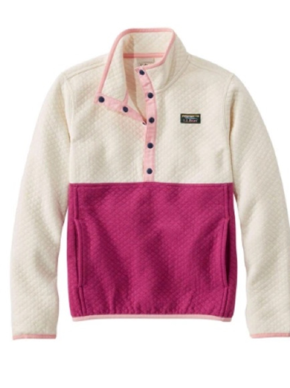 Girls' L.L.Bean Quilted Quarter Snap Colorblock Pullover Size 8